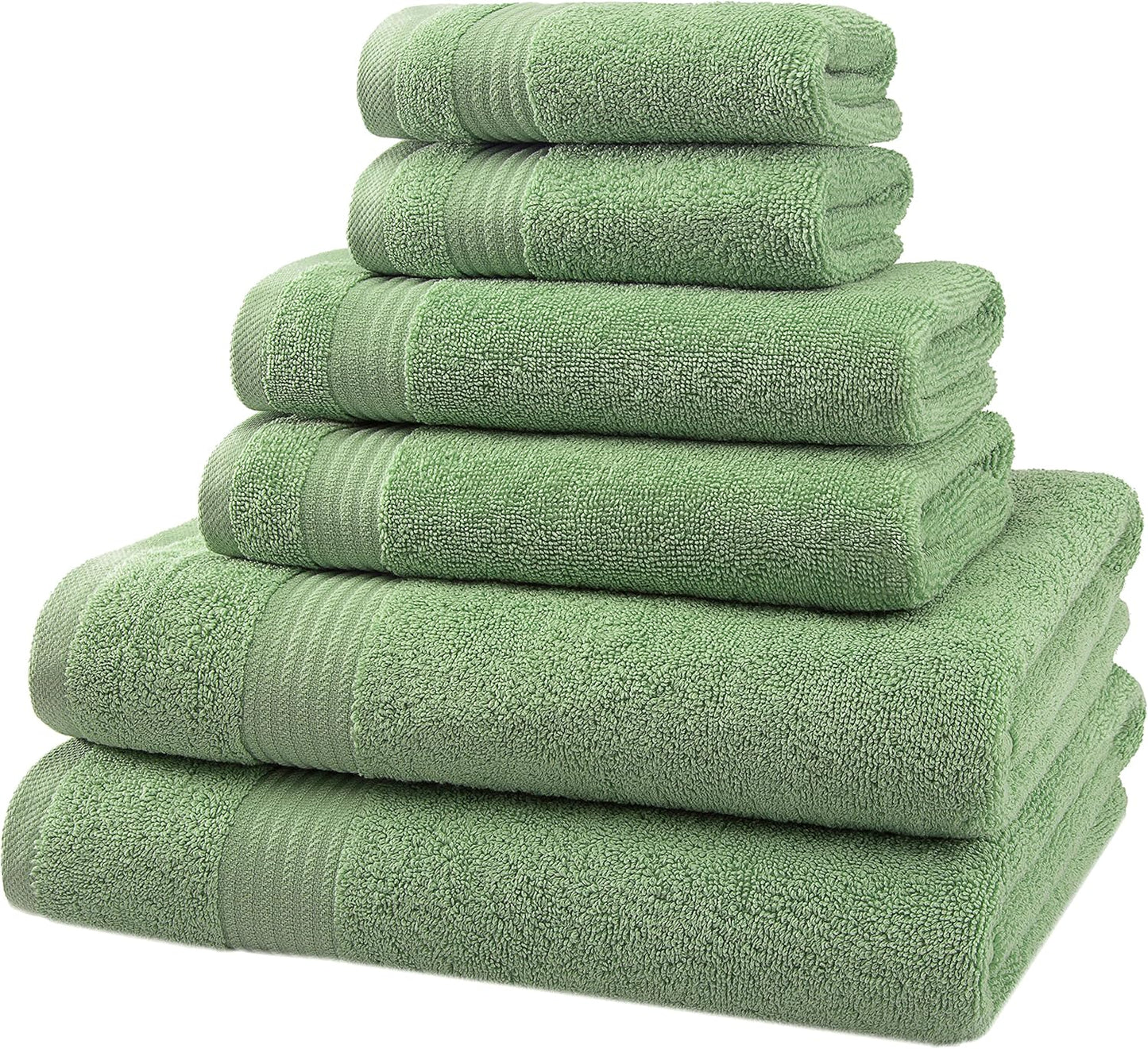 American Veteran Towel, 6 Piece Towel Set for Bathroom, 100% Cotton Turkish Bathroom Towels, 2 Bath Towels 2 Hand Towels 2 Washcloths, Sage Green