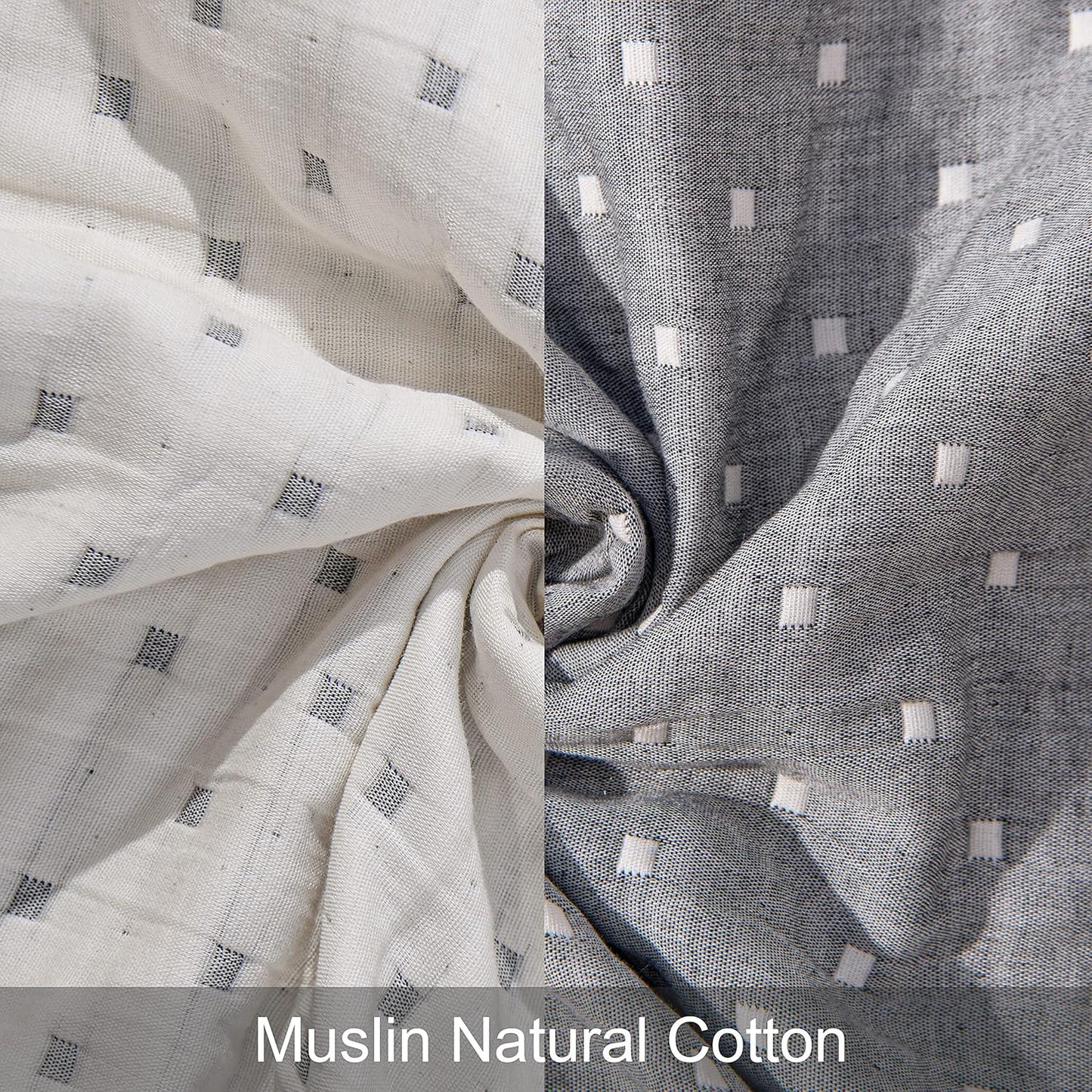 NTBAY 3 Layers Cotton Muslin 106x92 King Bed Blanket, Super Soft Breathable Thermal Yarn Dyed Quilt for Adults, Perfect Lightweight Blanket for Couch Sofa Bed All Seasons, Grey Dot