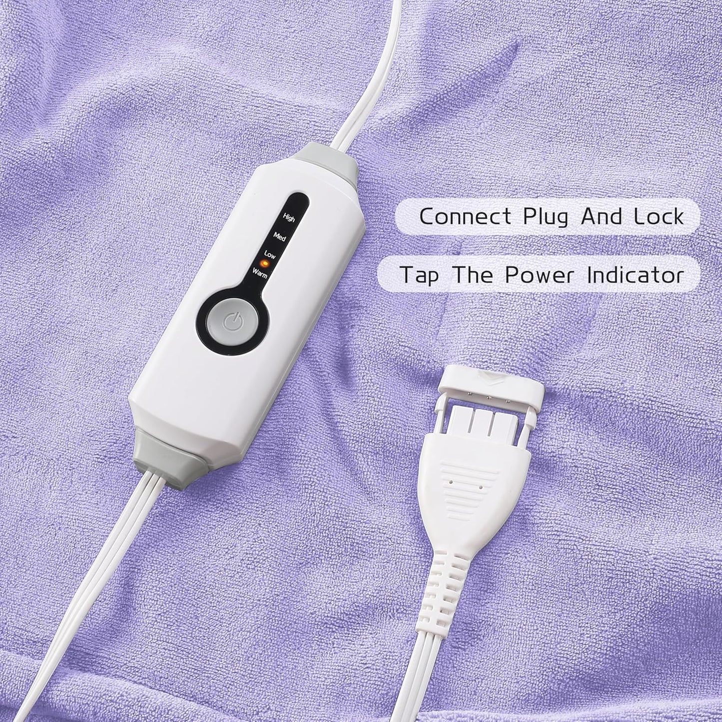 Electric Heated Blanket 72"x84" Full Size, Soft Coral Fleece with 4 Heating Levels and 10 Hours Auto-Off, Machine Washable, Cozy Plush Fabric for Home, Light Purple