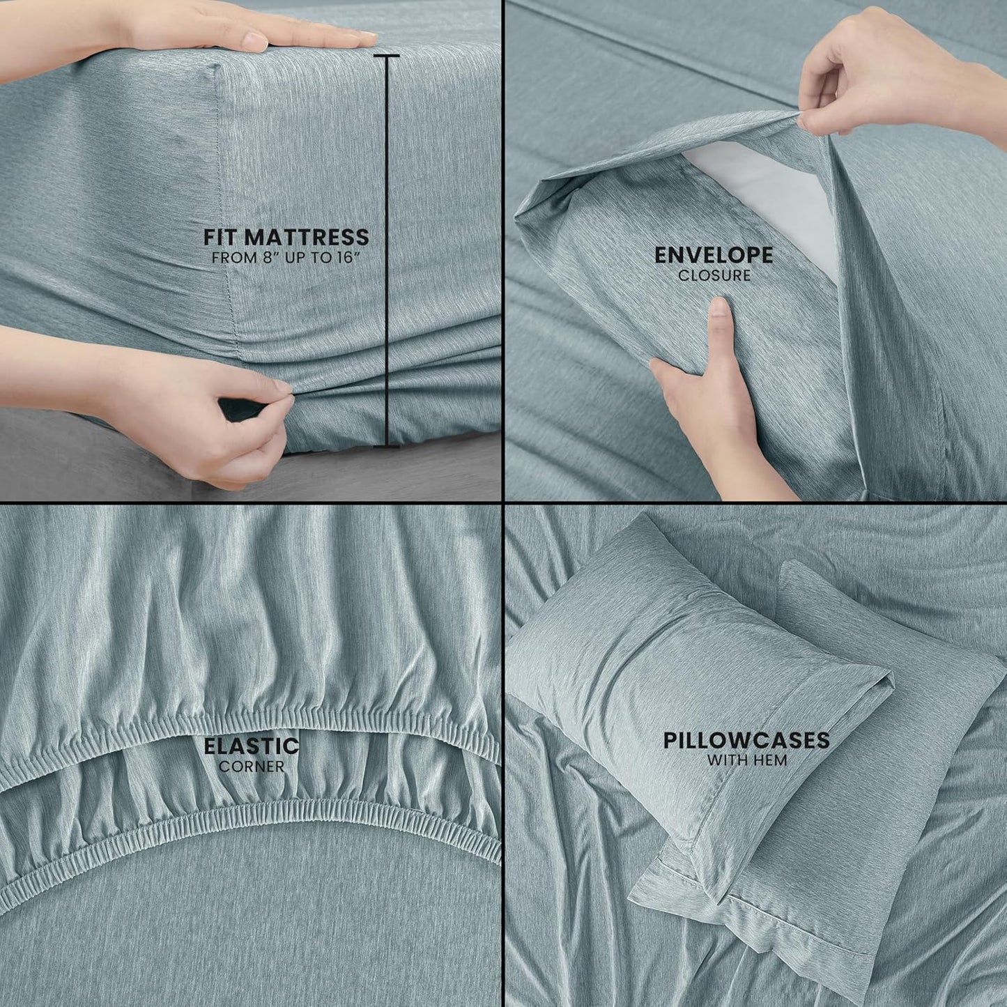 Utopia Bedding Queen Sheet Set – 4 Piece Bed Sheets for Queen Size Bed, Soft and Breathable Microfiber, Includes 1 Fitted Sheet, 1 Flat Sheet and 2 Pillowcases (Heather Grey)