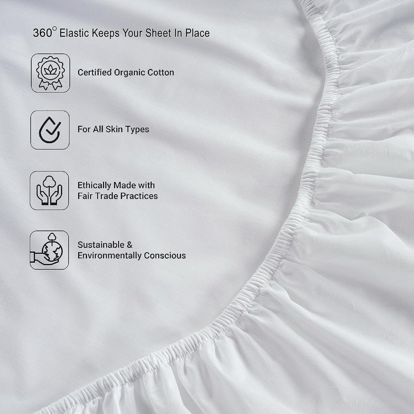 LANE LINEN 100% Organic Cotton Queen Sheets, 8Pc Queen Bed Sheets, Soft & Breathable Queen Size, Crisp Percale Weave, Hotel-Quality Bedding Sheet & Pillowcases - White (2 Pack)