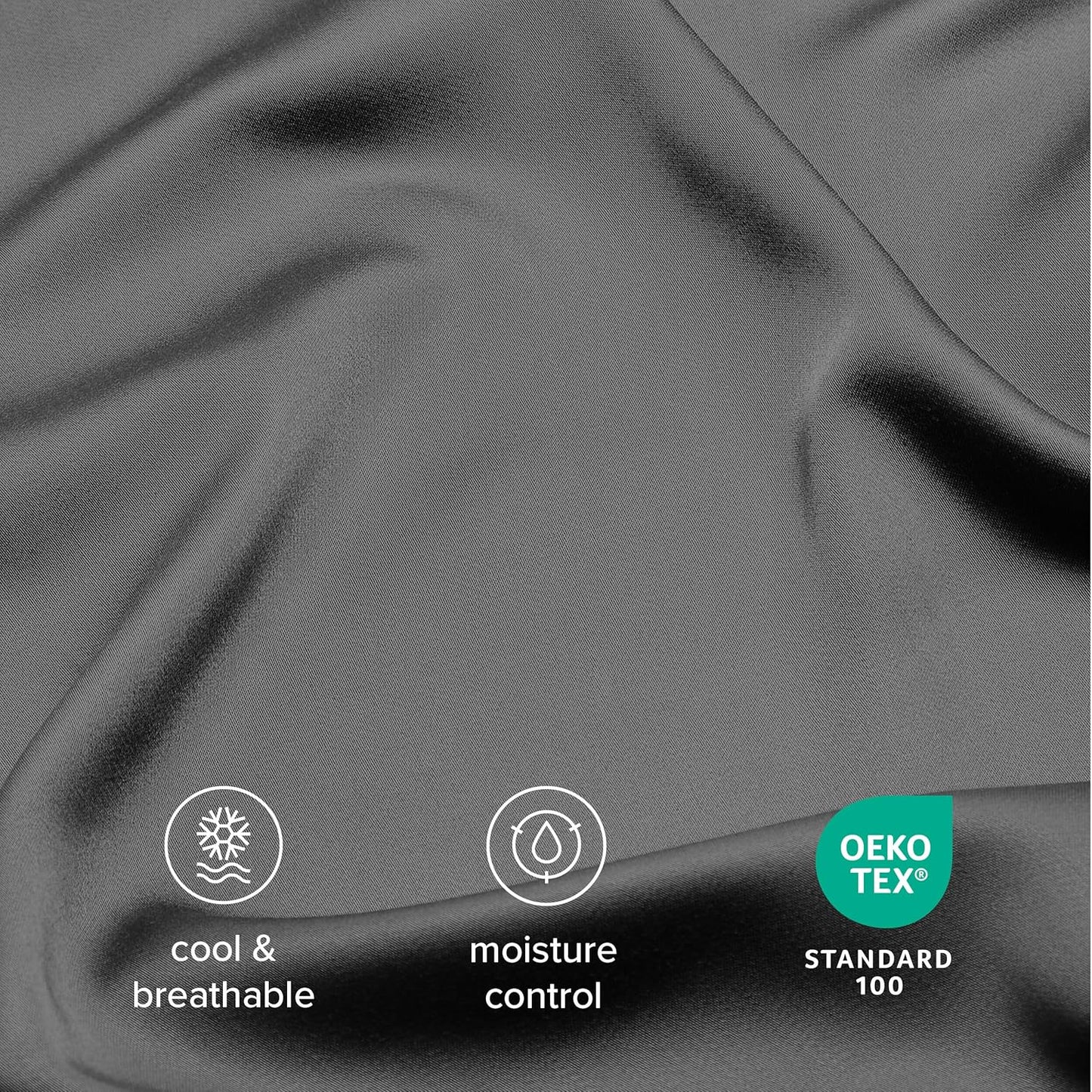 Bare Home 100% Rayon Made from Bamboo Luxury Sheet Set - 4 Piece Bedding Set - Deep Pockets - Cooling Sheets - Breathable - Easy Fit - Soft Bedding Sheets & Pillowcases (Split Head Flex King, Grey)