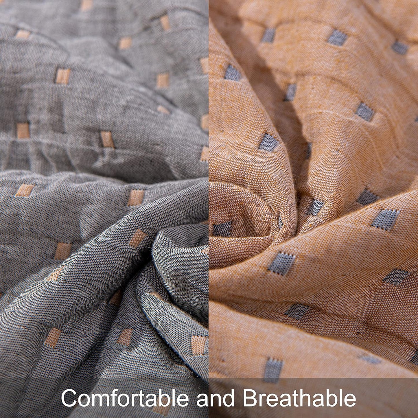 NTBAY 3 Layers Cotton Muslin 106x92 King Bed Blanket, Super Soft Breathable Thermal Yarn Dyed Quilt for Adults, Perfect Lightweight Blanket for Couch Sofa Bed All Seasons, Orange Dot