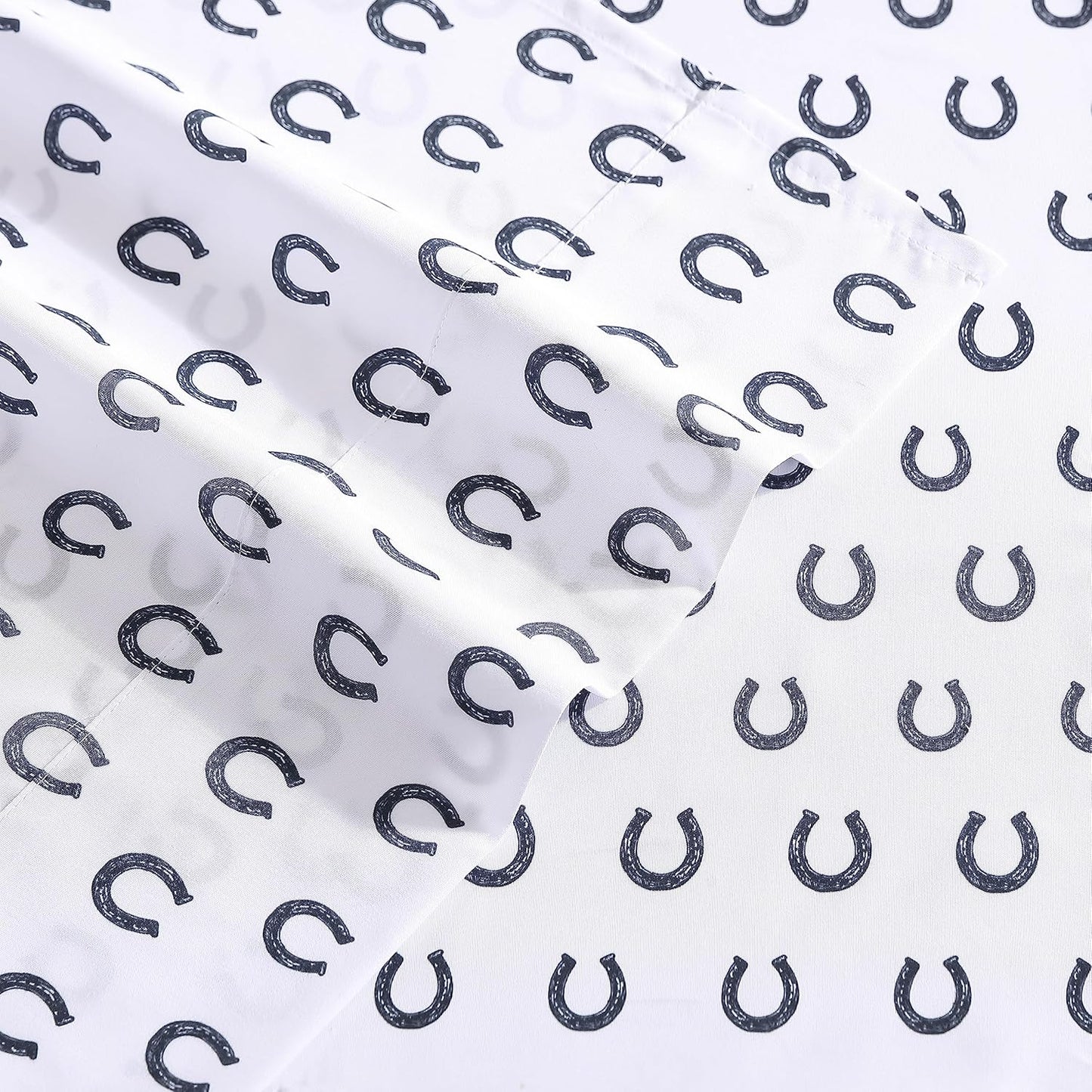 Wrangler - Full Bed Sheets, Ultra-Soft & Lightweight Bedding with Matching Pillowcases, Lightweight Bed Set for All Season Comfort, Oeko-Tex Certified (Horseshoe Dots Navy)