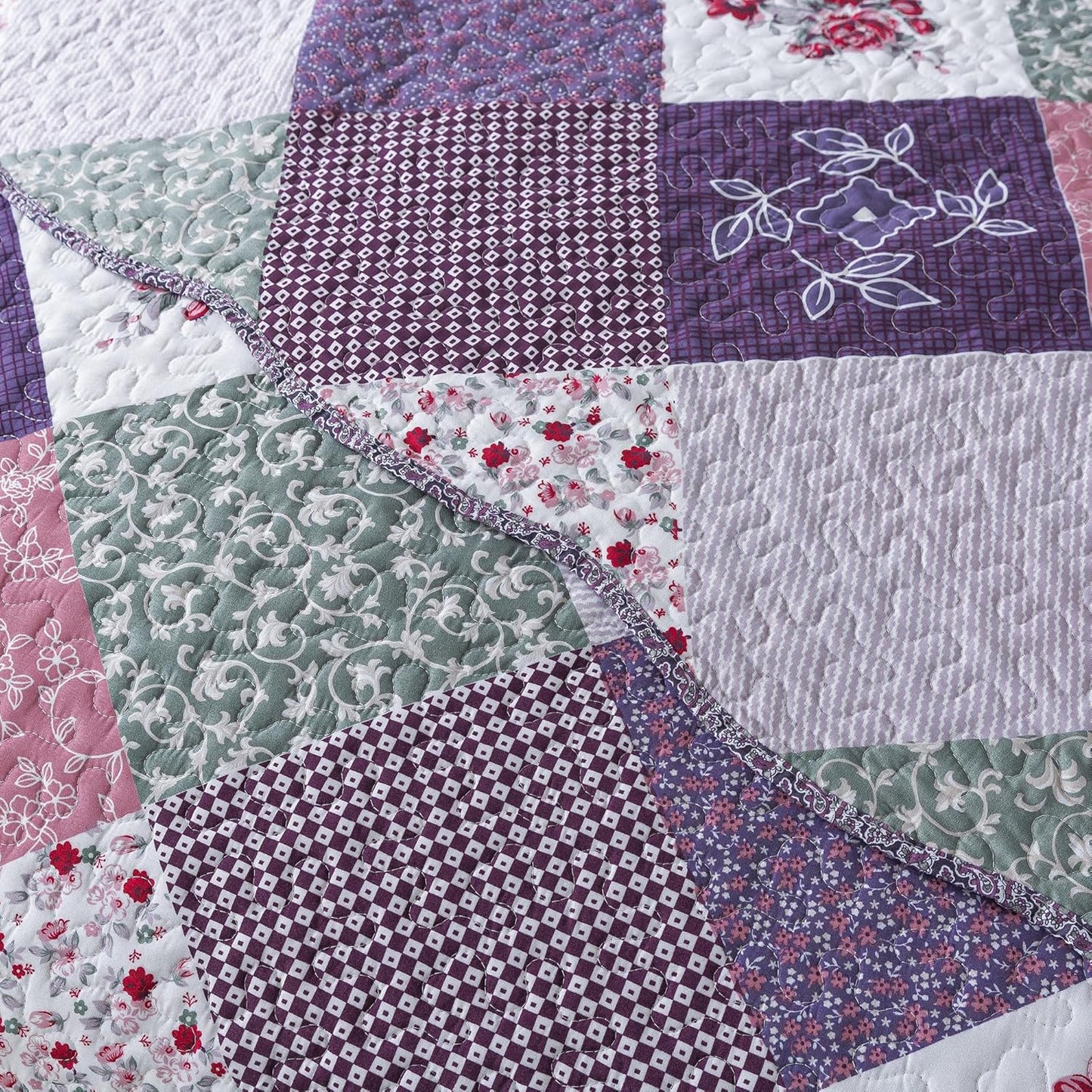HoneiLife Quilt Sets Twin Size - 100% Microfiber Quilt Set, 2-Piece Lightweight Bedspreads Reversible Coverlets Rustic Bed Cover Twin Quilt Bedding Set All Season Quilts-Purple