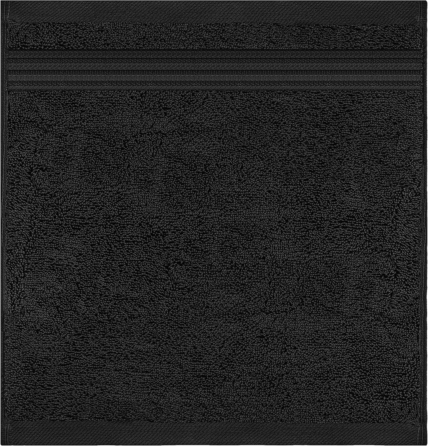 American Veteran Towel, 100% Cotton Turkish Washcloths for Bathroom Essentials 4 Pack, Soft Absorbent Wash Cloths Quick Drying Small Towels Washrags, Black