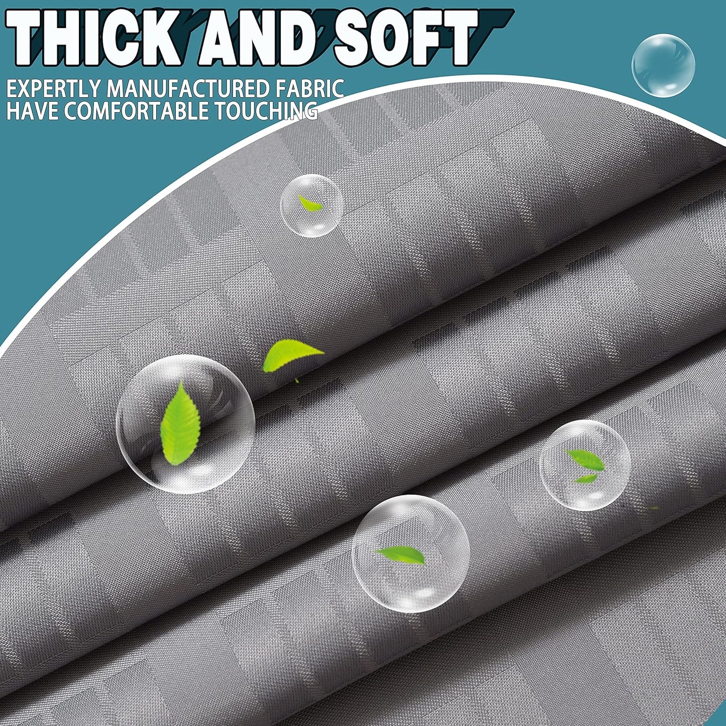 Conbo Mio Extra Wide No Hook Shower Curtain with Snap in Liner Set, 108" x 74" Hotel Luxury Grey Shower Curtains for Bathroom with See Through Top Window, Waterproof, Washable 108W x 74H