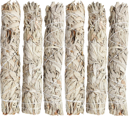 JL Local Wanderlust 9” White Sage Smudge Stick - Extra Large Smudging Wand Incense Stick for Cleansing, Purifying, Healing, Meditation, Yoga, Blessing (6 Pack)