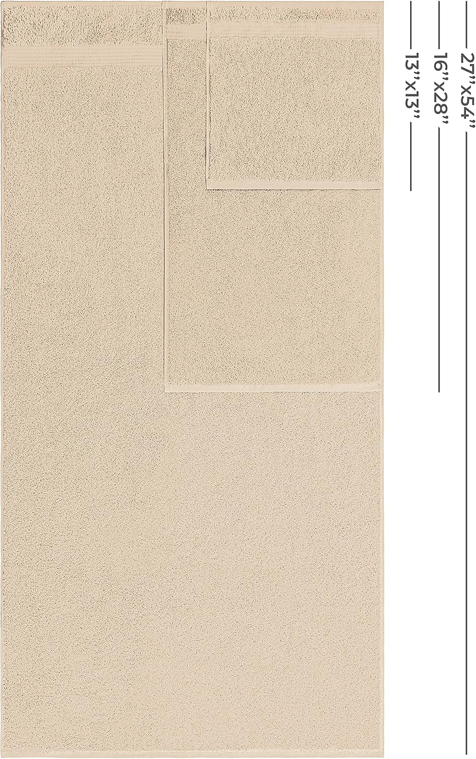 American Veteran 6 Piece Luxury Towel Set, 100% Cotton Turkish Towels - 2 Bath, 2 Hand, 2 Washcloths, Beige