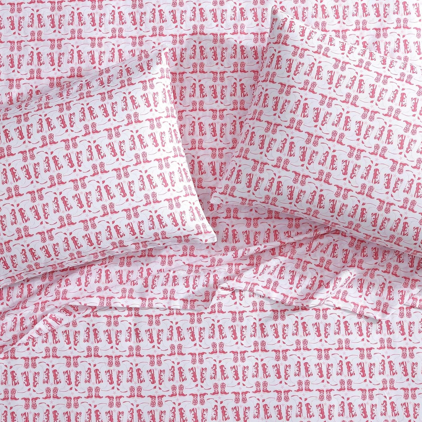 Wrangler - King Bed Sheets, Ultra-Soft & Lightweight Bedding with Matching Pillowcases, Lightweight Bed Set for All Season Comfort, Oeko-Tex Certified (Knockin Boots Pink)