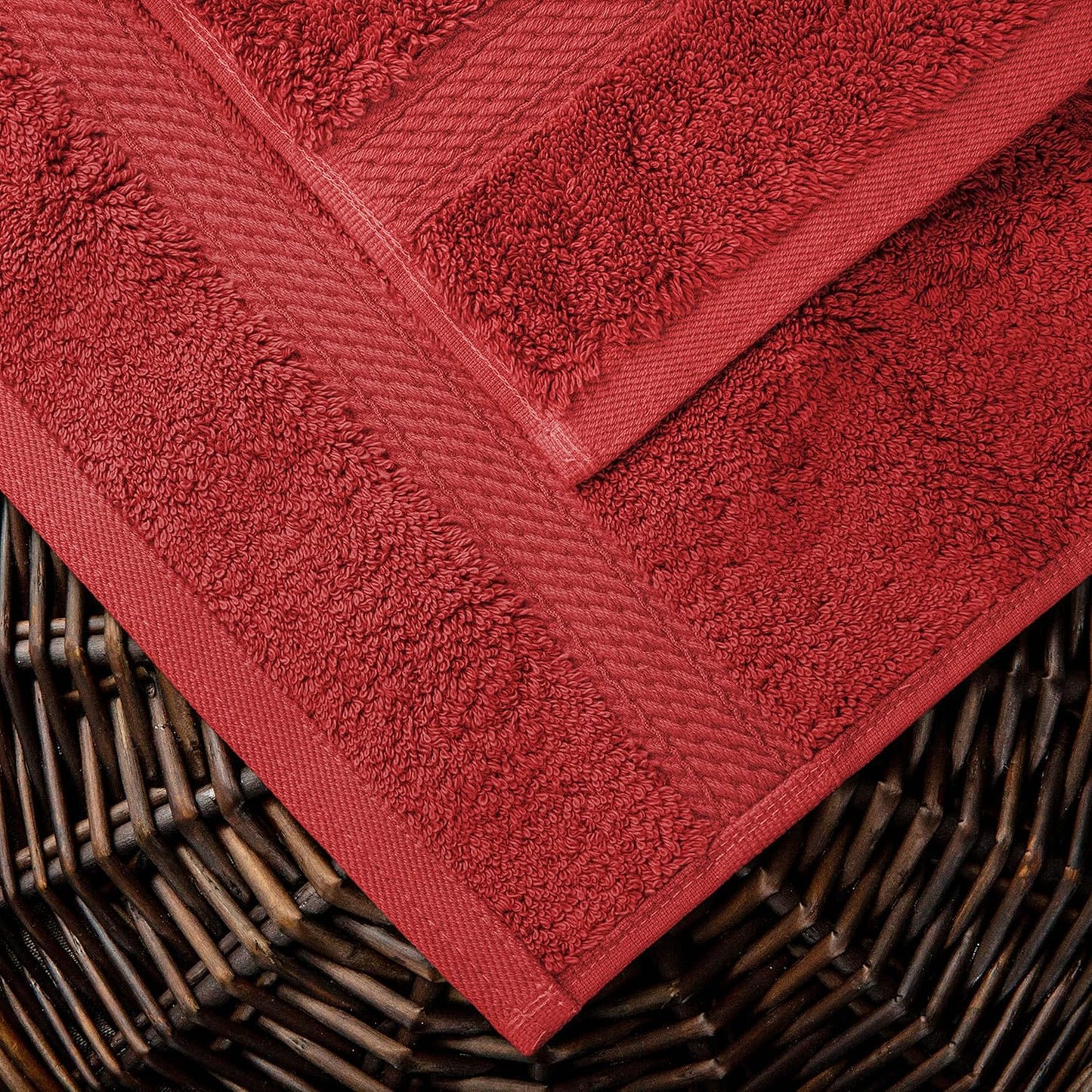Superior Egyptian Cotton Pile 10 Piece Towel Set, Includes 2 Bath, 4 Hand, 4 Face Towels/Washcloths, Ultra Soft Luxury Towels, Thick Plush Essentials, Guest Bath, Spa, Hotel Bathroom, Red