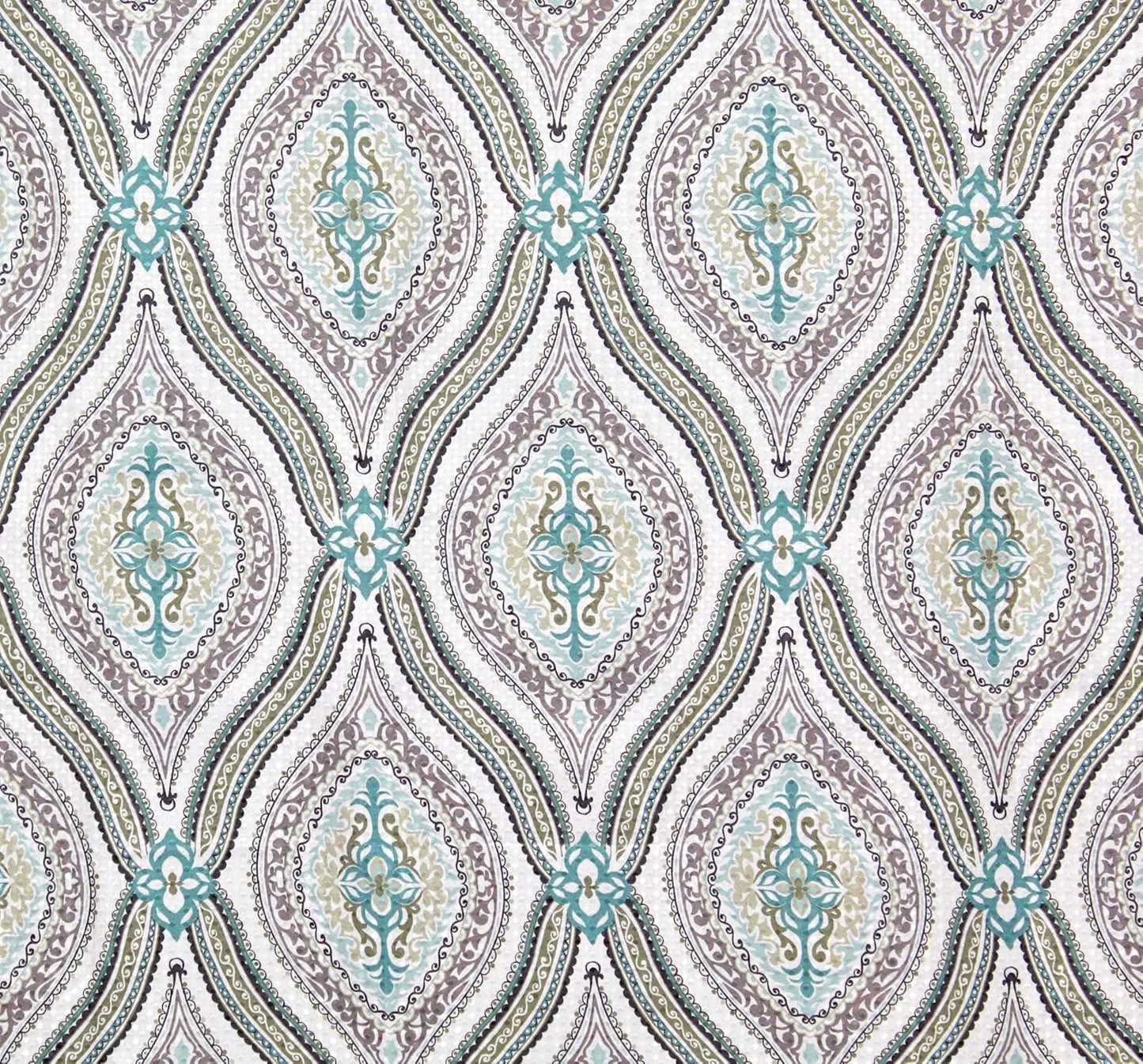 Serafina Home Hotel Quality Fabric Bathroom Shower Curtain: Modern Damask Paisley - Beige, Green and Taupe (72 x 70 inches)