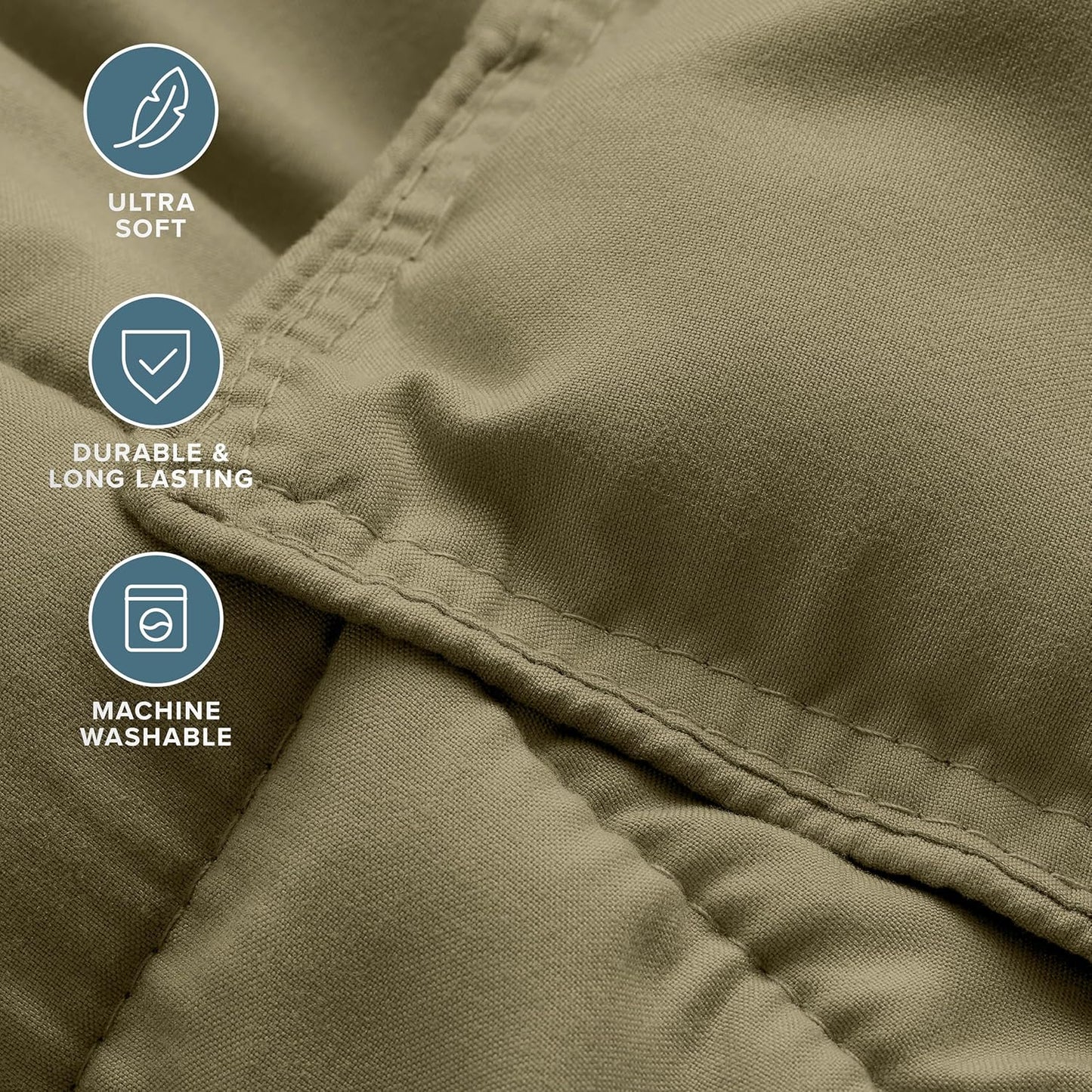 Bare Home Comforter Set - Queen Size - Ultra-Soft - Goose Down Alternative - Premium 1800 Series - All Season Warmth (Queen, Olive)