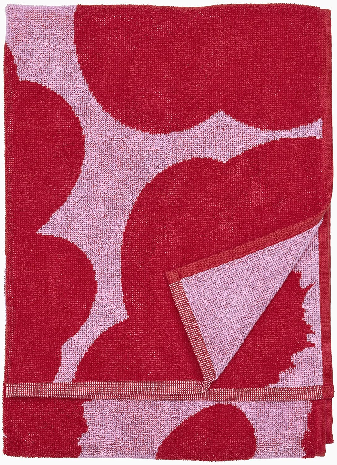 MARIMEKKO Unikko Terry Cotton Hand Towel (Red) – Floral Patterned Hand Towels – 28 in x 20 in