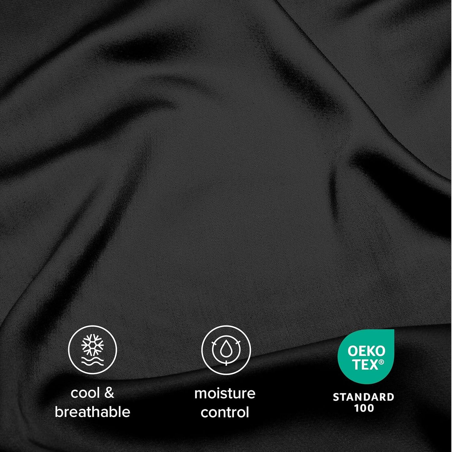 Bare Home 100% Rayon Made from Bamboo Luxury Full Sheet Set - 4 Piece Bedding Set - Deep Pockets - Cooling Sheets - Breathable - Easy Fit - Soft Bedding Sheets & Pillowcases (Full, Black)