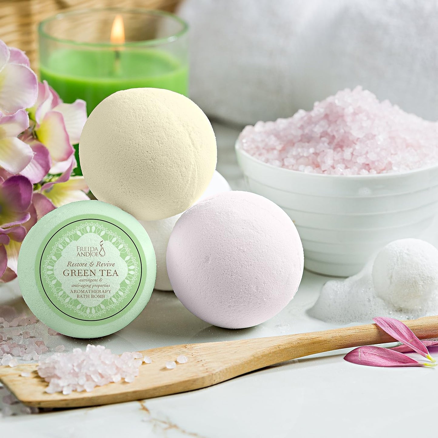 Home Spa Gift Basket Calming Relaxation Aromatherapy Bath Bombs, 6 Refreshing, Aromatic Scents to Moisturize, Revitalize, Rejuvenate Mind, Body & Soul