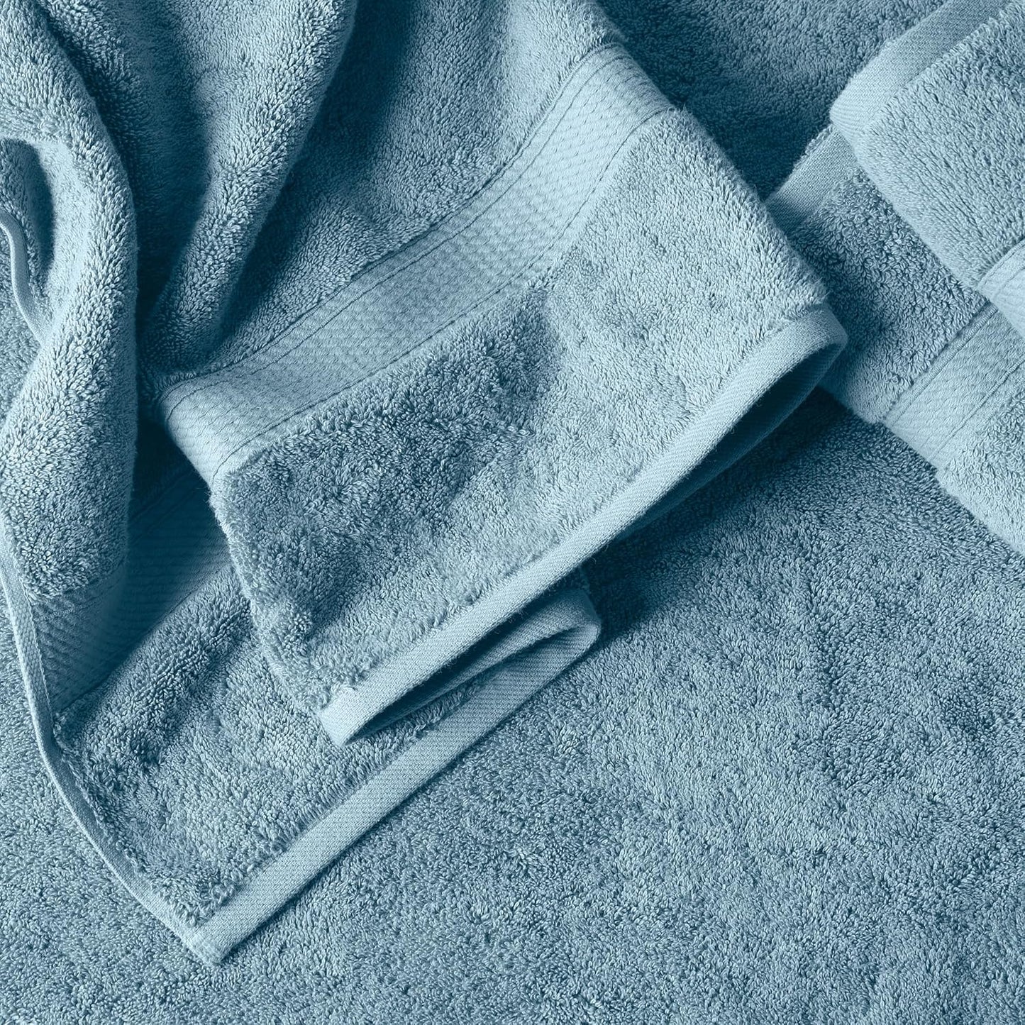 Superior Egyptian Cotton Pile 6 Piece Towel Set, Includes 2 Bath, 2 Hand, 2 Face Towels/Washcloths, Ultra Soft Luxury Towels, Thick Plush Essentials, Guest Bath, Spa, Hotel Bathroom, Denim Blue