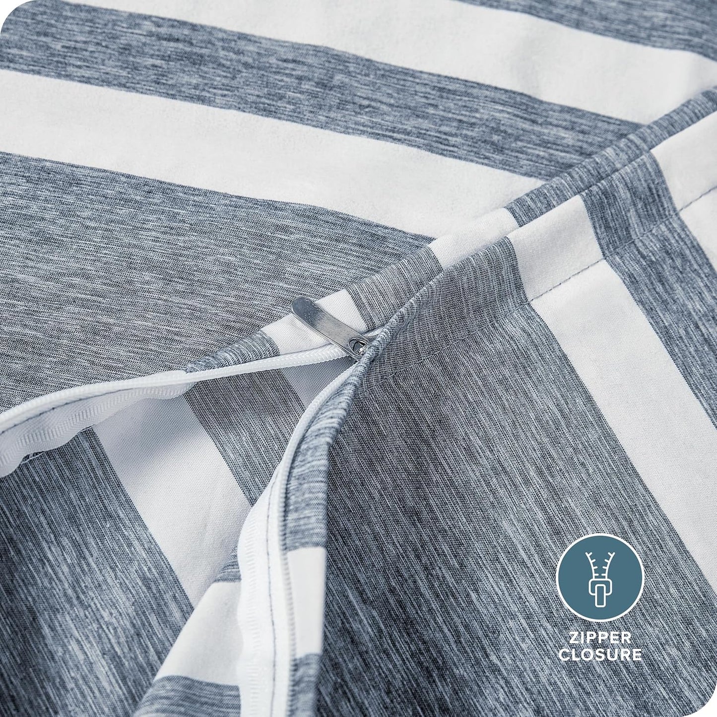 Bare Home Bedding Duvet Cover Extra Long Size - Premium 1800 Super Soft Collection - Lightweight - Soft Textured Duvet Cover (Twin/Twin XL, Stripe - Heathered Midnight Blue)