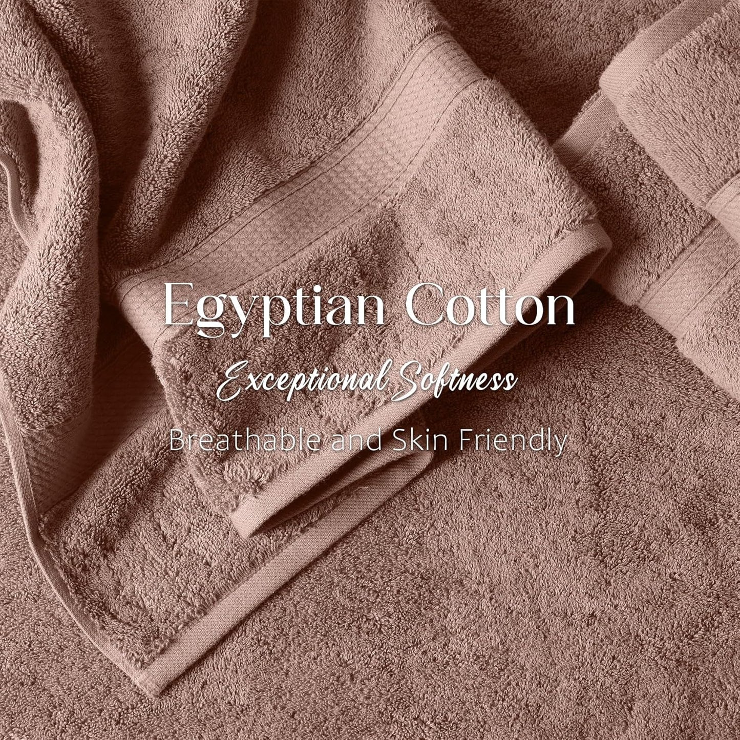 Superior Egyptian Cotton Pile 6-Piece Towel Set, 2 Bath, 2 Hand, 2 Face Towel/Washcloth, Heavyweight, Ultra Soft Luxury Towels, Thick Plush Essentials, Guest Bath, Spa, Hotel Bathroom, Muted Mauve