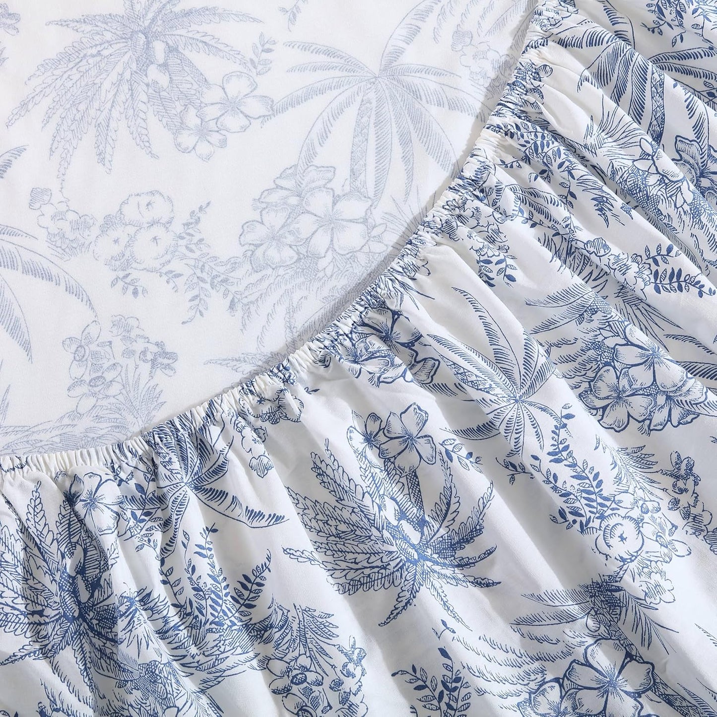 Tommy Bahama - King Size Sheets Set, Crisp & Tailored Cooling Sheets with a Smooth Cotton Percale Lightweight Feel - Bed Sheets with Matching Pillowcases & Fitted Sheet (Pen and Ink Palm Blue)
