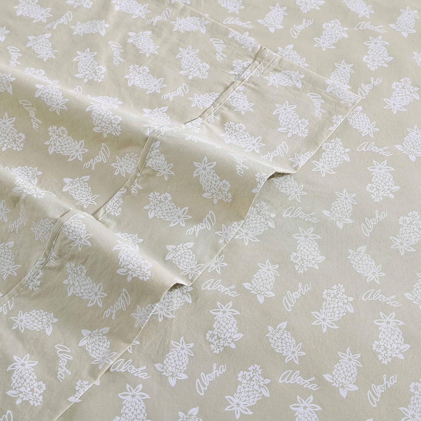 Tommy Bahama - King Sheets, Cotton Percale Bedding Set, Crisp & Cool, Stylish Bedding Set (Aloha Pineapple Green, King)
