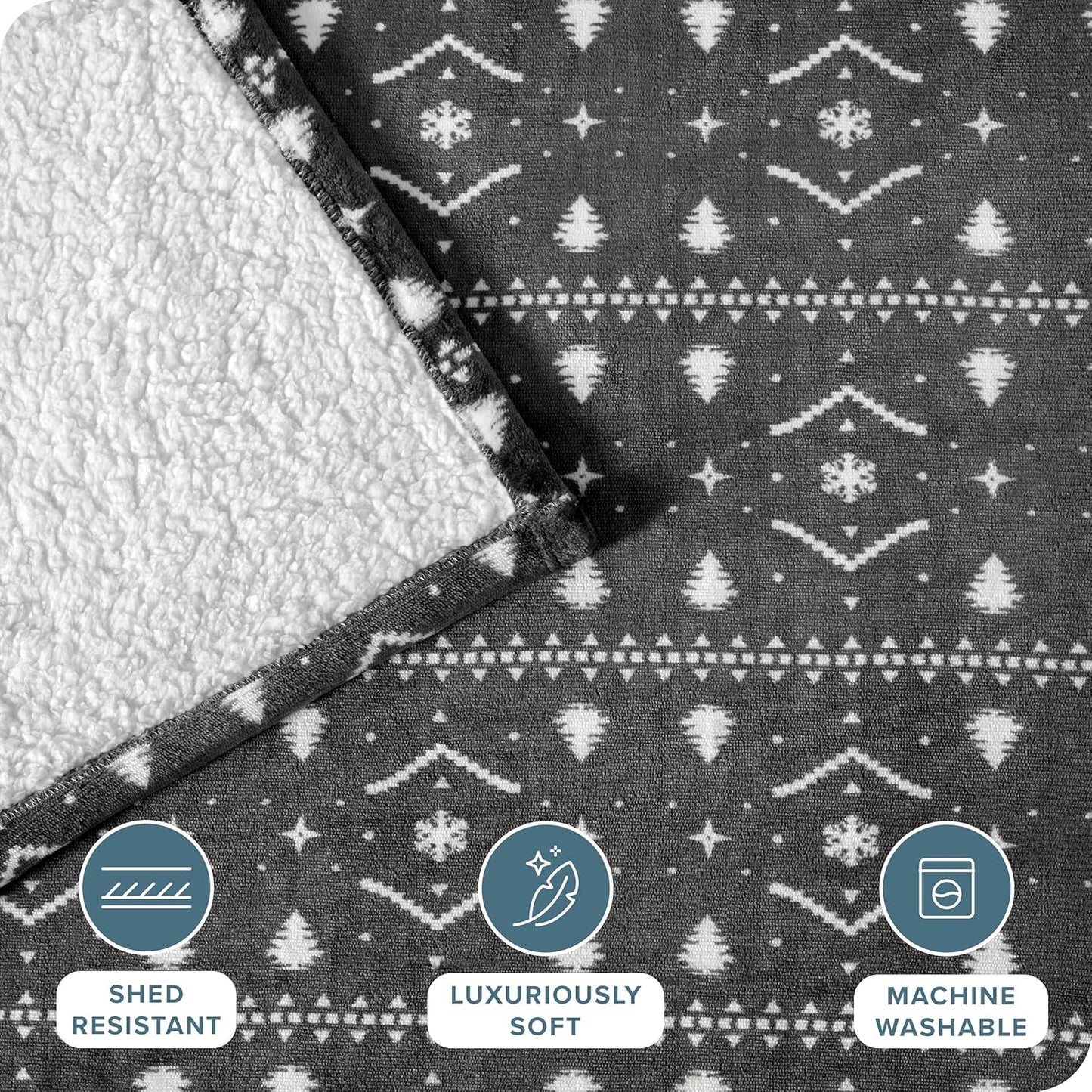 Bare Home Sherpa Fleece Blanket - Twin/Twin Extra Long - Blanket for Bed, Sofa, and Couch - Warm & Lightweight - Fluffy & Soft - Reversible (Twin/Twin XL, Winter Alpine)