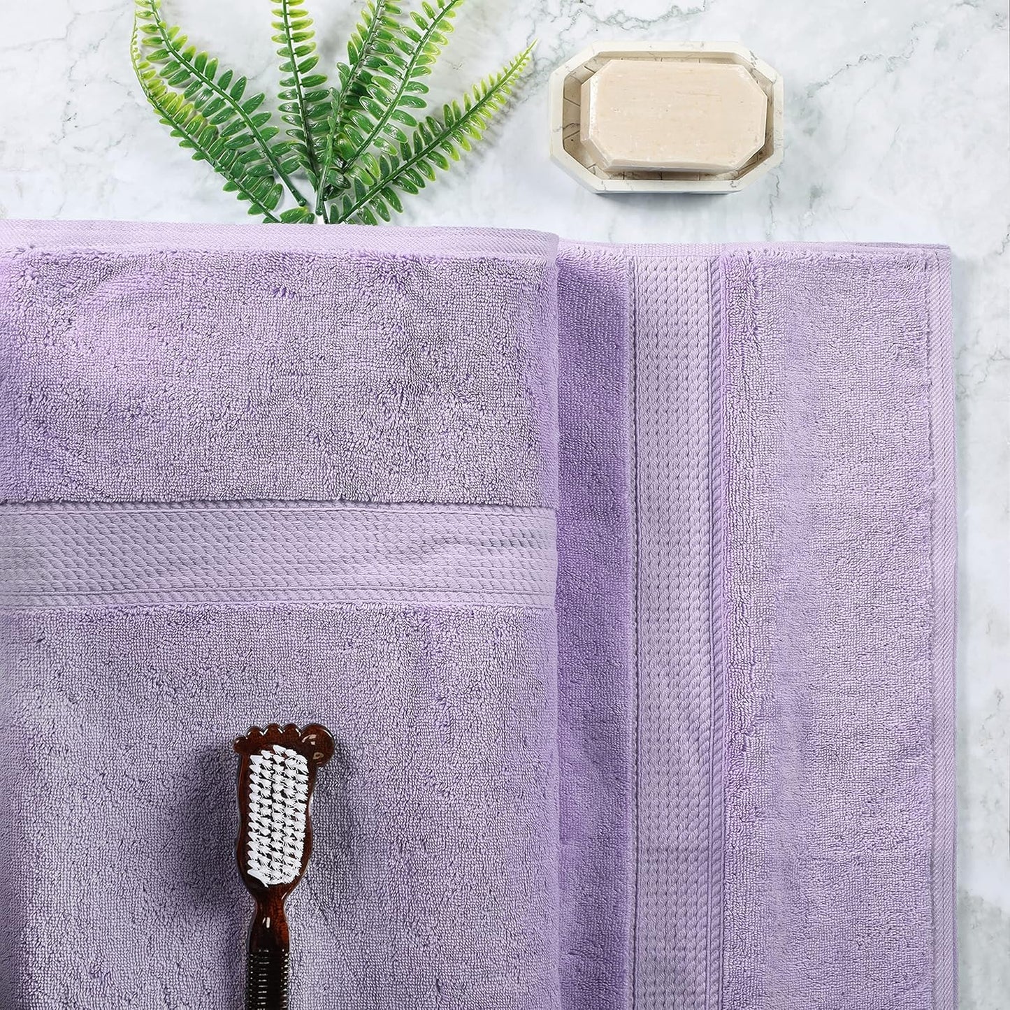 Superior Egyptian Cotton Pile Bath Sheet Set of 2, Ultra Soft Luxury Towels, Thick Plush Essentials, Absorbent Heavyweight, Guest Bath, Hotel, Spa, Home Bathroom, Shower Basics, Purple