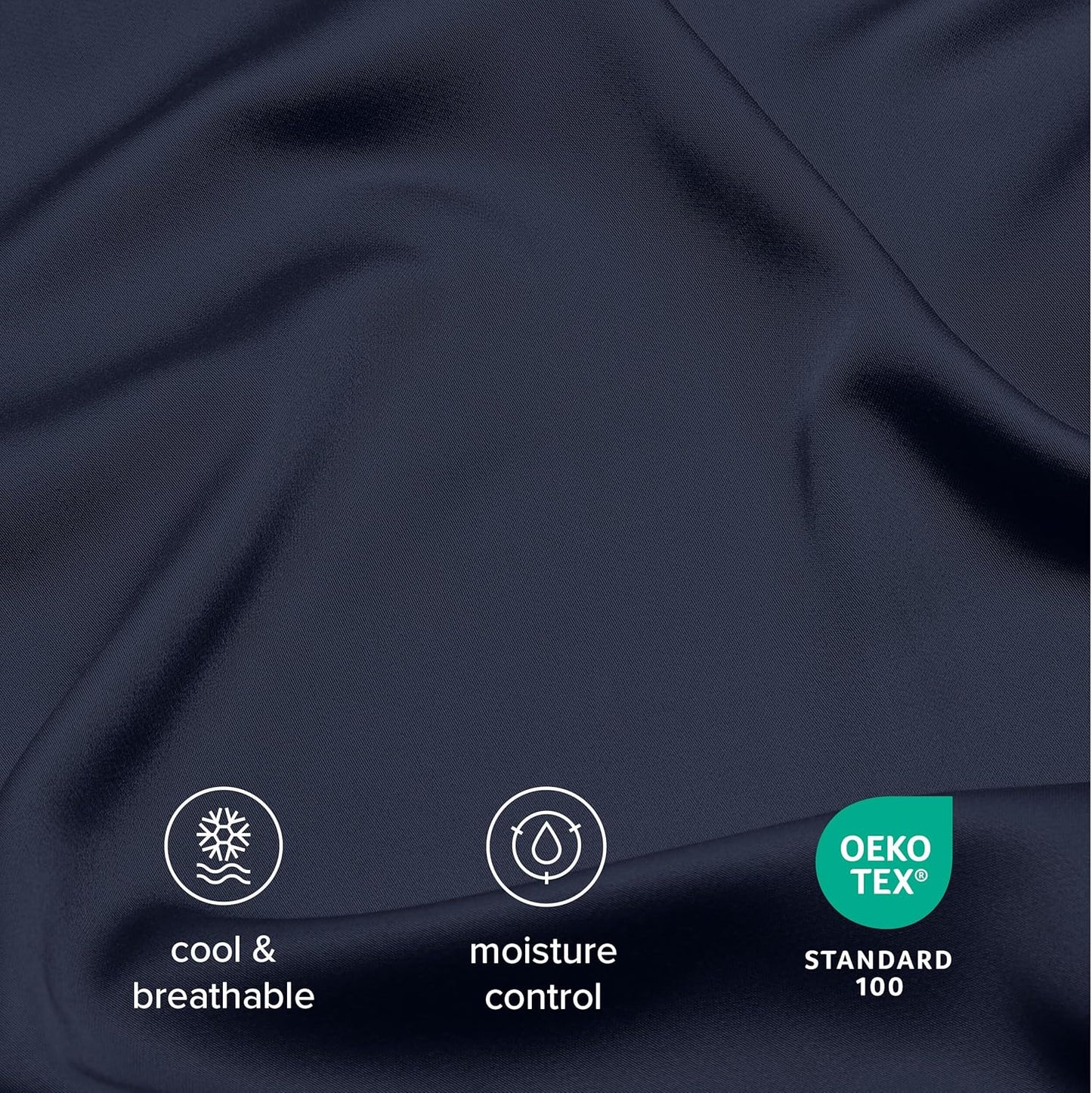 Bare Home 100% Rayon Made from Bamboo Queen Sheet Set - 4 Piece Bedding Set - Deep Pockets - Breathable - Easy Fit - Bedding Sheets & Pillowcases (Queen, Midnight Blue)