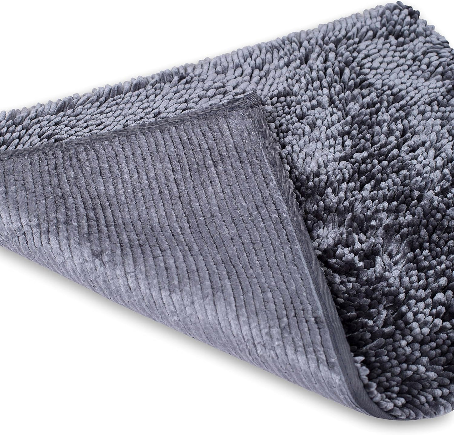 Internet's Best Microfiber Chenille Bath Mat - Non Slip Bathroom Rug - Soft Absorbent Carpet - Fast Drying Shower (24 x 17, Gray)