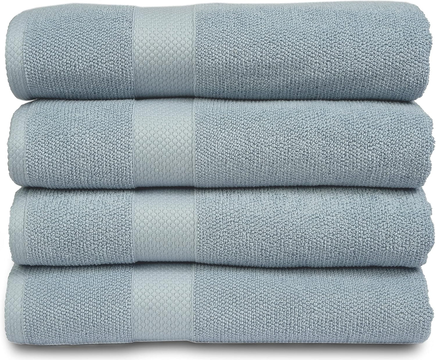 MAURA Premium Bath Towels 100% Cotton 27x54 Ultra Absorbent Quick Dry 4 Pack Soft Terry Bath Towels Set for Bathroom, Hotel and Spa Quality, Serenity Blue