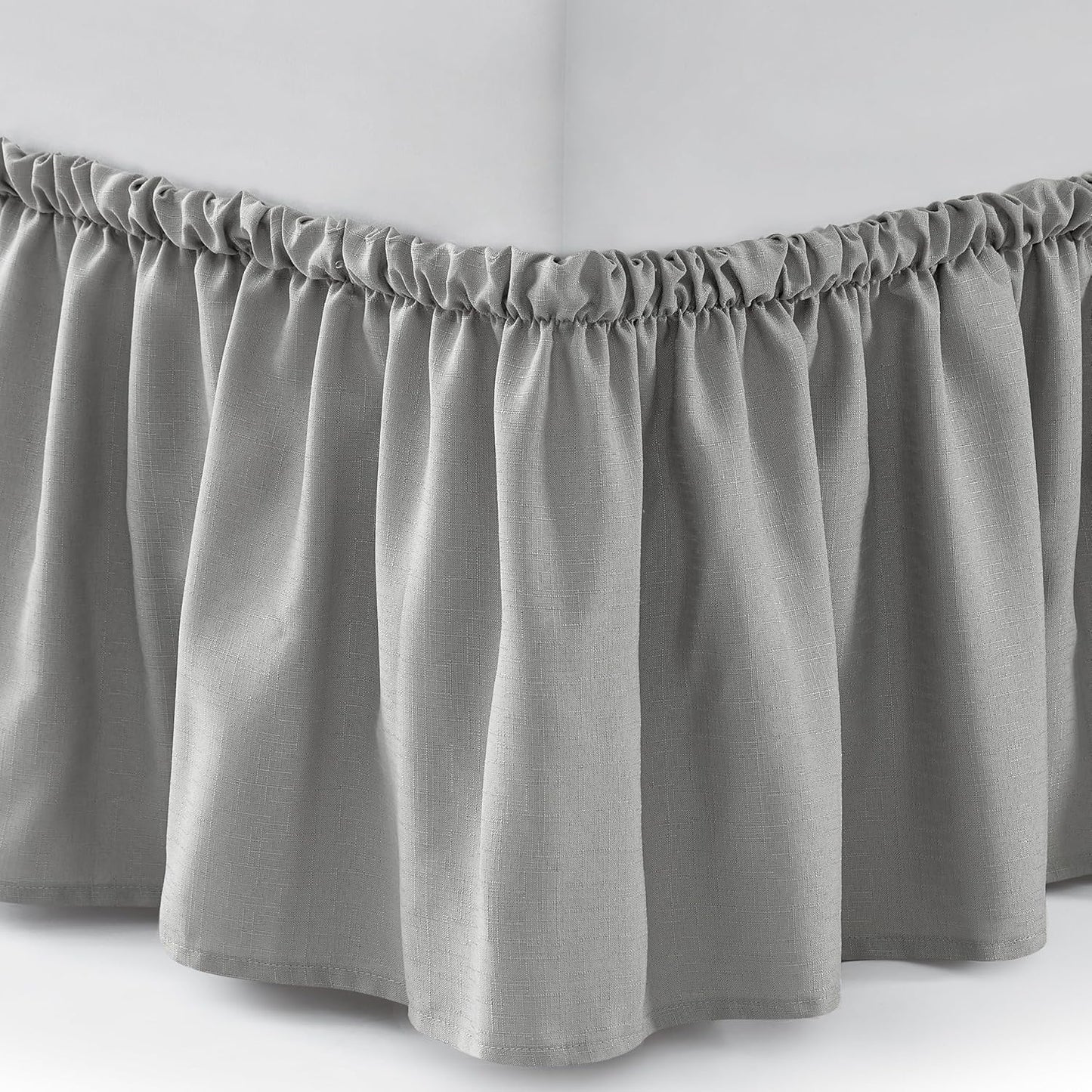 Bed Skirt Full Bed Skirt Wrap Around Ruffled Box Spring Cover, Easy Install, Washable 15" Drop Elastic Dust Ruffle by Casual Living, 54-inch x 75-inch, Grey