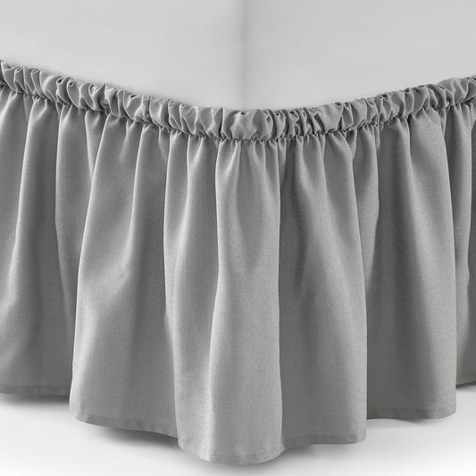 Bed Skirt Full Bed Skirt Wrap Around Ruffled Box Spring Cover, Easy Install, Washable 15" Drop Elastic Dust Ruffle by Casual Living, 54-inch x 75-inch, Grey