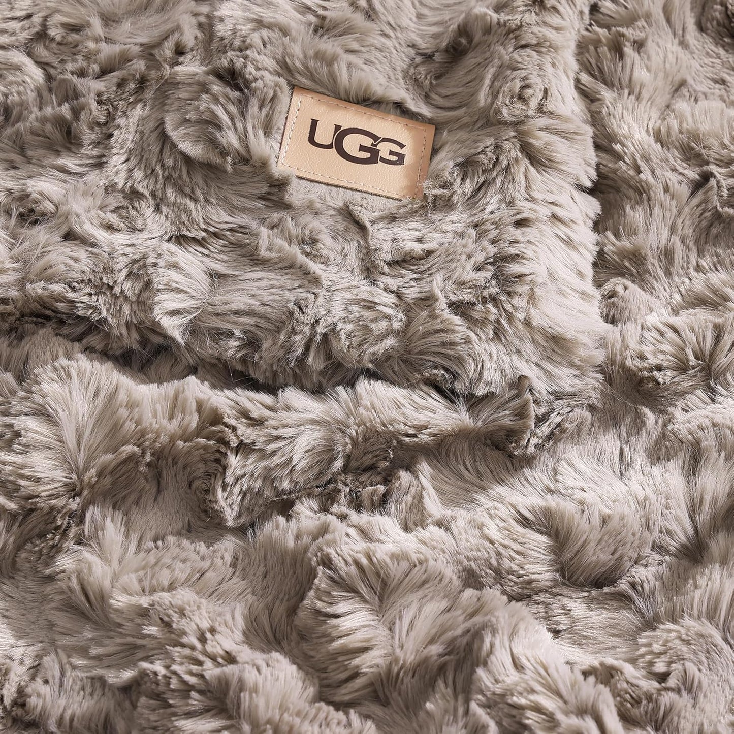 UGG Faux Fur Full/Queen Size Blanket, Double-Sided Warm Cozy Blanket, Extra Large Throw for Sofa, Washable Bedding for Full or Queen Size Bed, Cute Room Decor, 90" x 90", Oyster Brown (Adalee)