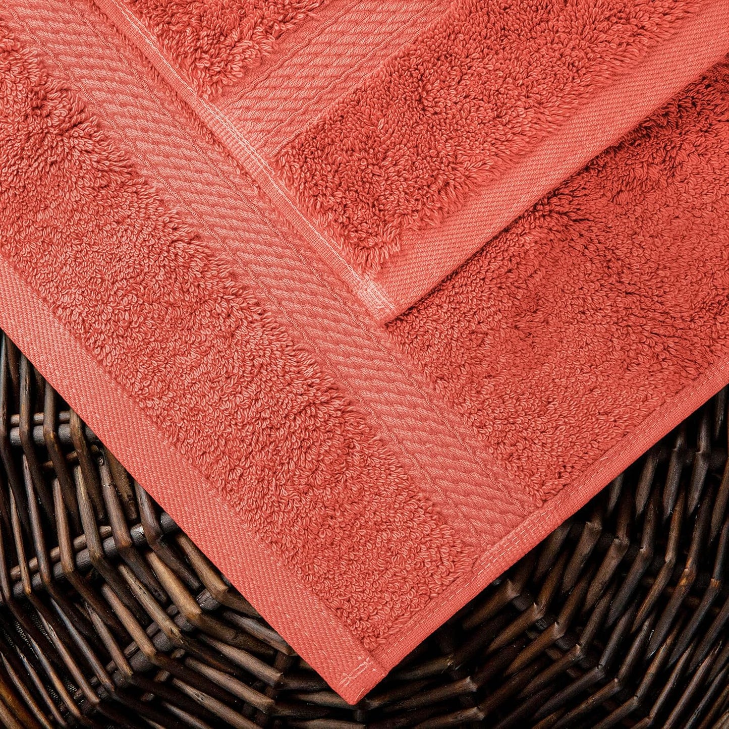 Superior Egyptian Cotton Pile 10 Piece Towel Set, Includes 2 Bath, 4 Hand, 4 Face Towels/Washcloths, Ultra Soft Luxury Towels, Thick Plush Essentials, Guest Bath, Spa, Hotel Bathroom, Coral