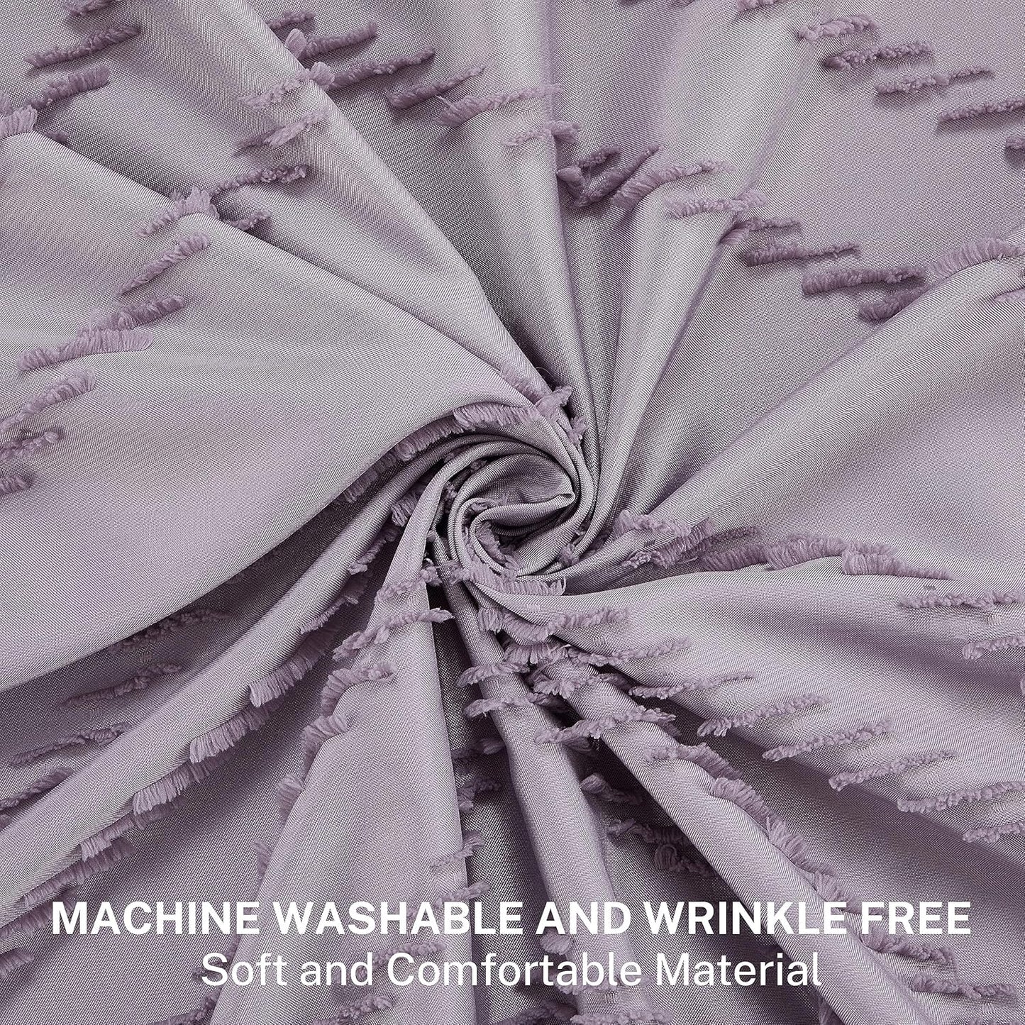 Extra Long Boho Shower Curtain Purple Woven Fabric 78 in Shower Curtain, Tufted Chevron Striped, 72 x 78, Modern Chic Textured Minimalist Cute Shower Curtain for Bathroom